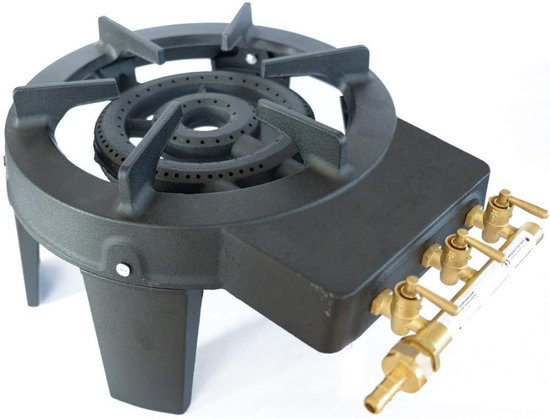 VIN® Wokbrander - Kookbrander - Wok Brander - Met Regelaar - Propaan/Gas - Voor Buiten – Camping Kooktoestel - 4 Potige Gaskoker – Zwart van Merkloos