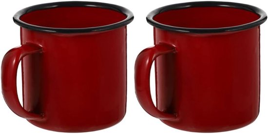 Vintage emaille mokken set van 2, mini koffiemokken, multifunctionele drinkbekers voor thuis, kantoor en outdoor activiteiten
