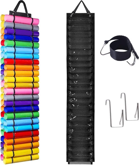 Vinyl opbergreganisator frame, hangende vinyl houder met 48 rollen vakken, vinyl rolhouder voor knutselruimte-organizer van denluabc