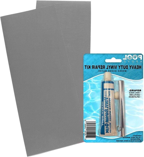 Vinyl Reparatie Set - Opblaasbare Reparaties - Zwembad Onderhoud - Waterdicht en Flexibel - 2x 10x25 cm - Antraciet
