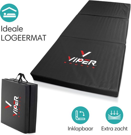 Viper Sports SleepFlex - 195 x 85 x 10 cm - Professionele Opvouwbare Slaapmat - Campingmat - Buitenmat - Draagbaar Matras - Extra dik – Zwart van Viper