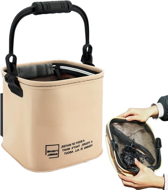 Vis Aas Emmer - Opvouwbare Wasteil - Outdoor Activiteiten - Lekvrije Bescherming - 13 Liter Capaciteit - Zwart