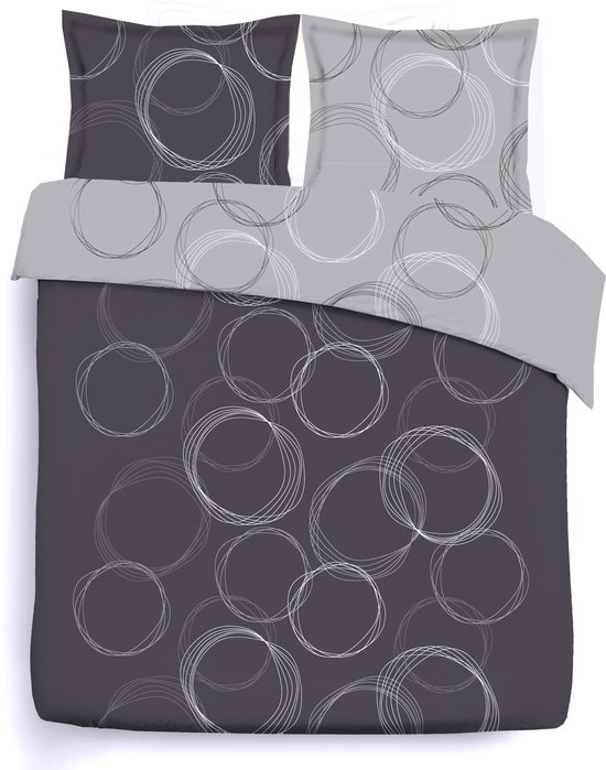 VISION Lenny - Omkeerbaar tweezijdig Dekbedovertrek met 2 bijhorende slopen -Lits-jumeaux - 240x220cm - 100% katoen van VISION
