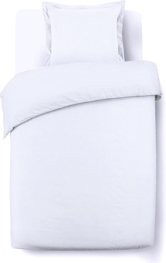 VISION Wit uni Dekbedovertrekset - 100% katoen: zacht en soepel - Eenpersoons - Dekbedovertrek 140 x 200 cm met 1 bijhorende sloop - Oekotex gecertificeerd van Vandyck