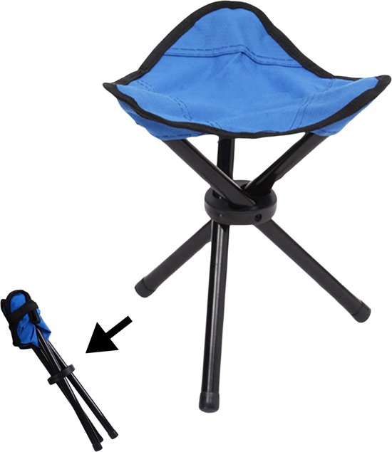 Visserskrukje - Opvouwbaar krukje - Blauw - Visserstoel - Campeerkrukje - Kampeerkrukje - Vouwstoel - Campingstoel lichtgewicht - Inklapbaar - Strandstoel