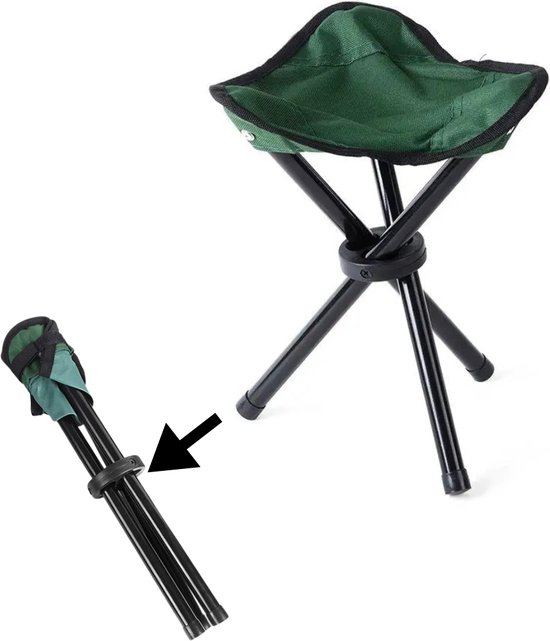Visserskrukje - Opvouwbaar krukje - Groen - Visserstoel - Campeerkrukje - Kampeerkrukje - Vouwstoel - Campingstoel lichtgewicht - Inklapbaar - Strandstoel van Merkloos
