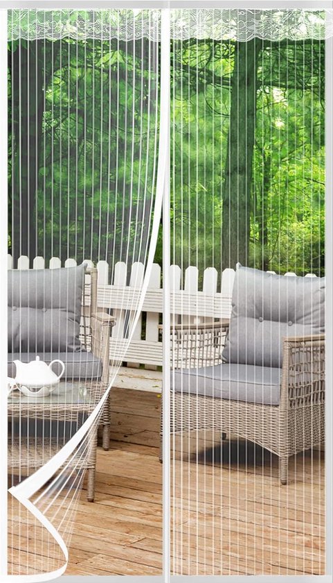Vliegengaas deur raam magnetisch 95 x 200 cm - muggennet zonder boren - buitendeur balkon camper terras (wit)