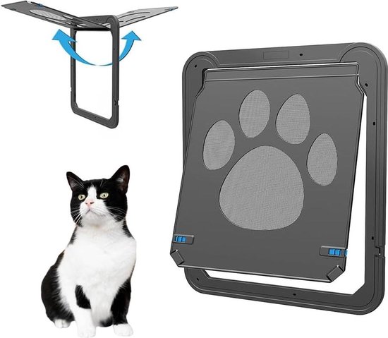 Vliegengaas huisdier klep met magneet - Kattendeur slot - Huisdier vliegenhordeur - Geschikt voor middelgrote en kleine honden en katten van Merkloos