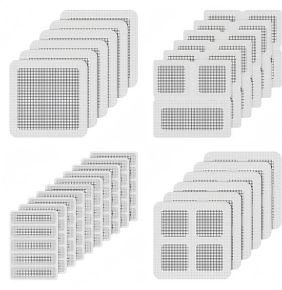 Vliegengaas Reparatie - Horrenplakker Raam Hor - Insecten Buiten Houden - Zelfklevend Glasvezel - 68 Stuks - Grijs van Merkloos