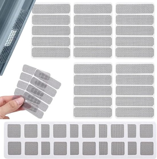 Vliegengaas Reparatie - Reparatietape Gaas - Muggen Buiten Houden - Glasvezel Materiaal - 10 stuks - Grijs