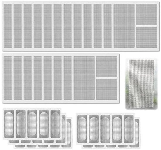 Vliegengaas Reparatiekit - Zelfklevende Reparatietape en Vliegennet Patches (25 Stuks) voor Effectieve Herstel