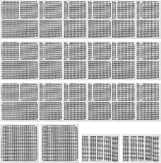 Vliegengaas reparatieset - Hor reparatie - Gaten dichten - Sterke lijm - 22 stuks - Grijs