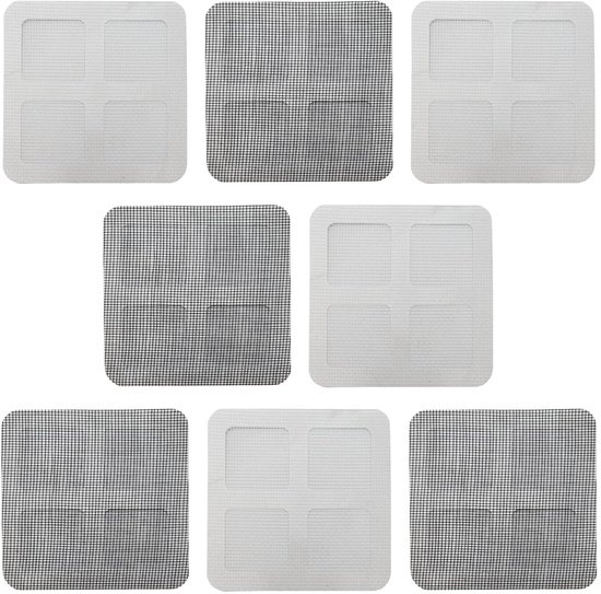 Vliegengaas Reparatieset - Hor Reparatie Patches - Gaten Dichten - Zelfklevend en Weerbestendig - 10 x 10 cm - Wit Zwart