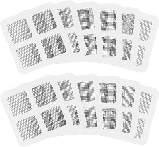 Vliegengaas reparatieset - Raamgaas patches - Gaten dichten - Zelfklevende tape - 12 stuks - Zwart