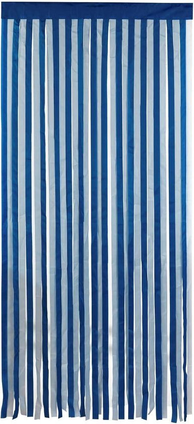Vliegengordijn 90 x 200 cm blauw-wit gestreept