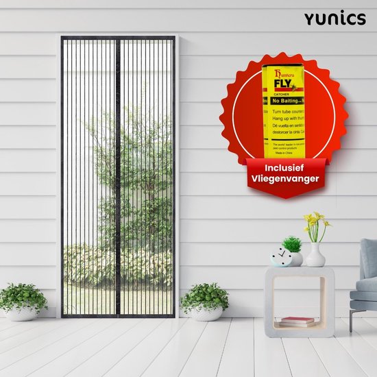 Vliegengordijn - Inclusief Vliegenval - Deurgordijn - Hordeur - Hor - Zwart - Hoogwaardig Polyester - 210 x 90 cm