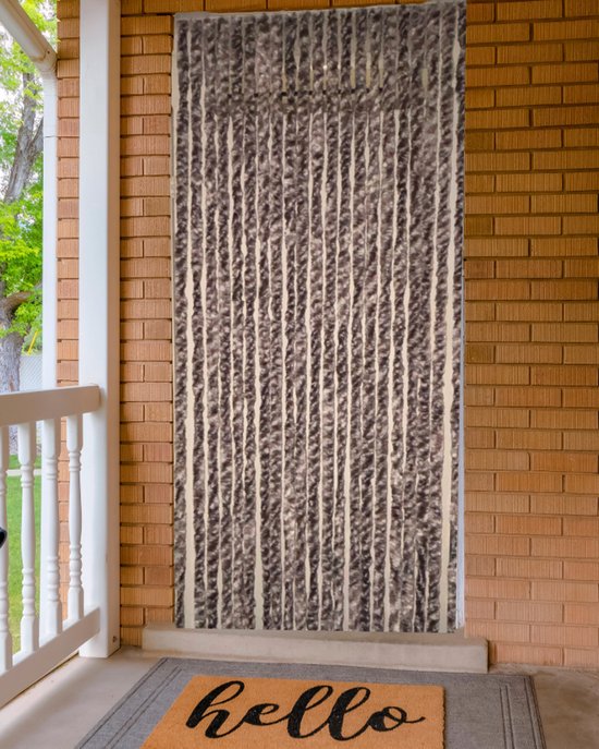 Vliegengordijn Kattenstaart, 100 x 230 cm, Bruin-Grijs-Wit