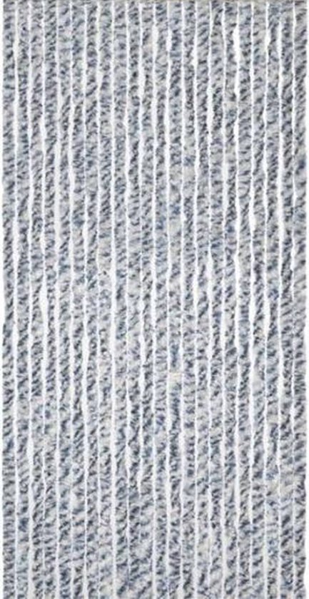 Vliegengordijn Kattenstaart 90x200cm – Grijs Wit – Chenille – Insectenwerend – Deur - Caravan -Camper van Merkloos