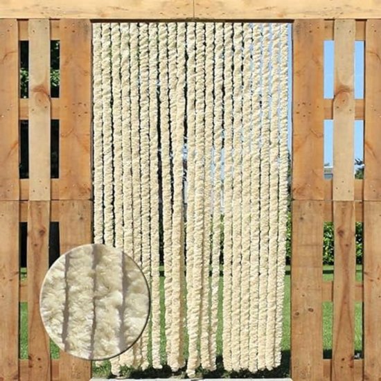 Vliegengordijn Kattenstaart - Chenille - Deurgordijn - Binnen & Buiten Deurgordijn - Grijs - 100x220 CM - Pluche - Beige