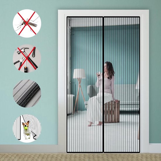 Vliegengordijn - Magnetische vliegengordijn -Insectengaas - Deurgordijn - Luxe deurhor - Balkondeur - 80x200cm - Magnetisch Gordijn voor Balkondeur Patiodeur Kelderdeur Schuifdeur en Woonkamer - Eenvoudige Zelfklevende Montage zonder Boren
