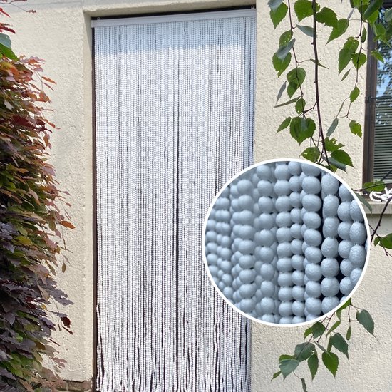 Vliegengordijn Pompon - Deurgordijn - 220 x 90 cm - Horgordijn - Vliegengordijn Linten - Katoen - Modern Design - Eenvoudige Installatie van Merkloos
