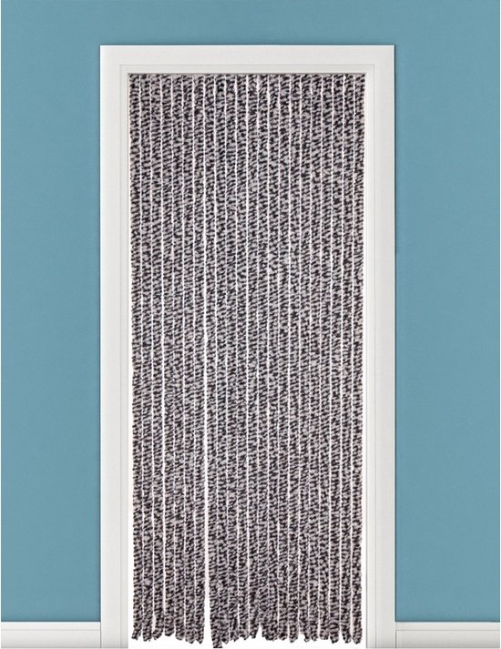 Vliegengordijn/deurgordijn kattenstaart grijs/wit - 90 x 220 cm - Insectenwerende vliegengordijnen