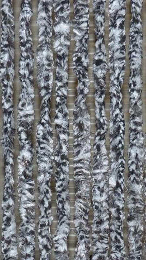 Vliegengordijnenexpert - Kattenstaart - 100x230 cm - Zwart-Wit Gevlamd