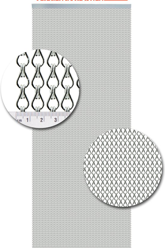 Vliegengordijnenexpert - Vliegengordijn - 100x240 cm - aluminium ketting