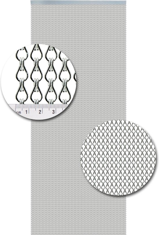 vliegengordijnenexpert Vliegengordijn aluminium ketting zilver mat , 100x 240 cm