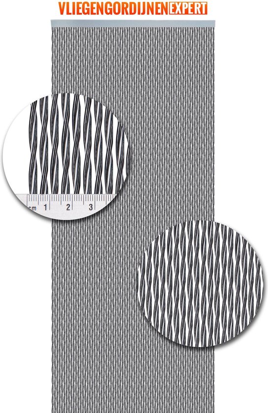 vliegengordijnenexpert vliegengordijn Monza zwart-zilver 100x240 cm pvc slierten van Merkloos