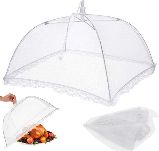 Vliegenkap 2 stuks - bescherm je eten - vliegen - afdeknet - Opvouwbaar - Hoogte: 24,5 cm Breedte: 40cm van Merkloos