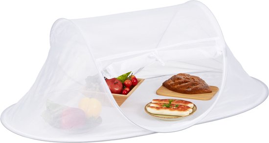 vliegenkap eten - pop-up - opvouwbaar - 40 x 110 x 58 cm - tegen fruitvliegjes - wit