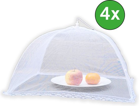 Vliegenkap - voedselkap - foodcover opvouwbaar wit 45 cm Flystopper - Set van 4 stuks van Protecton