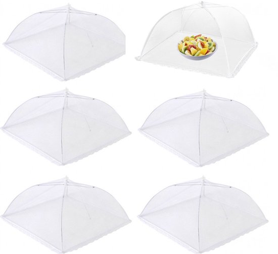 Vliegenkap -Voedselkap-Opvouwbare Voedselkapjes-vliegenkap voedselkap-vliegenkappen-voedselkap opvouwbaar- 6 Stuks -38x38cm- Voor Barbecues, Picknicks & Binnenshuis - Bescherming Tegen Vliegen & Wespen-bescherm je eten - afdeknet