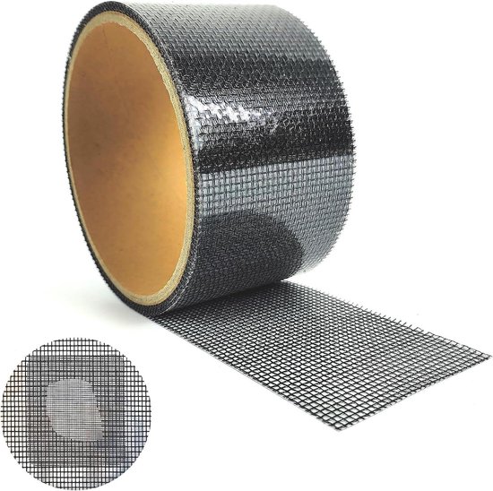Vliegenraam Reparatie Kit - Horrenplakker Raamfolie - Gaten Dichten - Zelfklevend Glasvezel - 5cm x 5m - Zwart