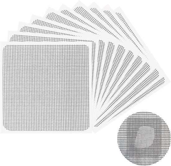 Vliegenreparatieset - Reparatietape Hor - Gaten Dichten - Sterke Lijm Glasvezel - 10x10 cm - Grijs