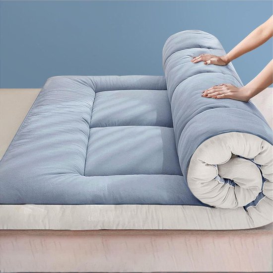 Vloer Matras - Dorm Mat - Comfortabel Slapen - Huidvriendelijk Katoen - 180x200cm - Blauw