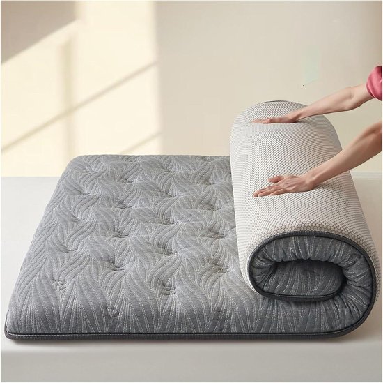 Vloer Matras - Japanse Futon - Ruimtebesparend Slapen - Dubbellaags Ondersteuning - 80x190cm - Grijs