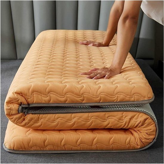 Vloer Matras - Opvouwbaar Bed - Comfortabel Slapen - Gewatteerd Ontwerp - 120x200cm - Oranje