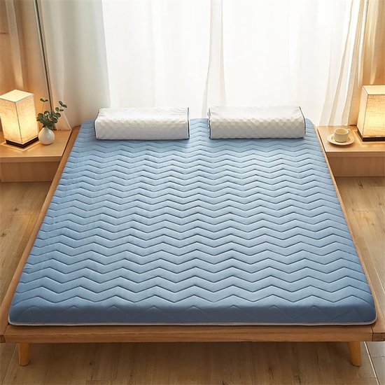 Vloer Matras - Opvouwbaar Futon - Gastvrij Ontvangen - 5 cm Dik - 90x200 cm - Blauw