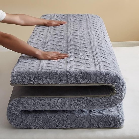 Vloer Matras - Opvouwbaar Slaapmat - Comfortabel Slapen - Ademend Katoen - 4 cm Dik - Grijs