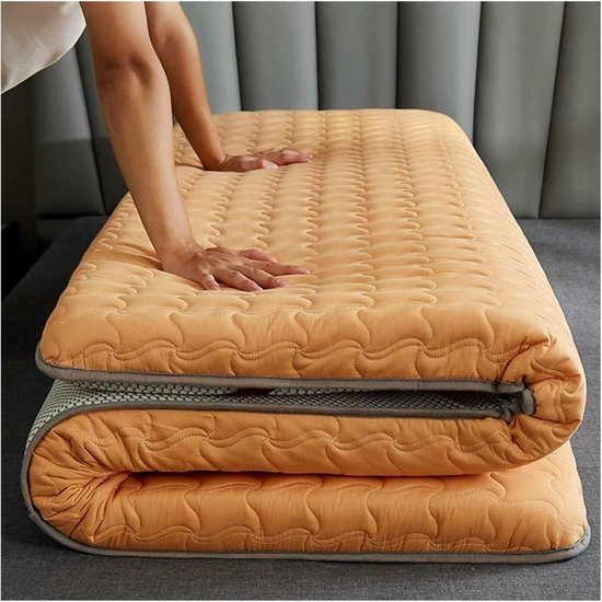 Vloer Matras - Opvouwbaar Slaapmat - Comfortabel Slapen - Dikke Vulling - 90x200cm - Oranje van Merkloos