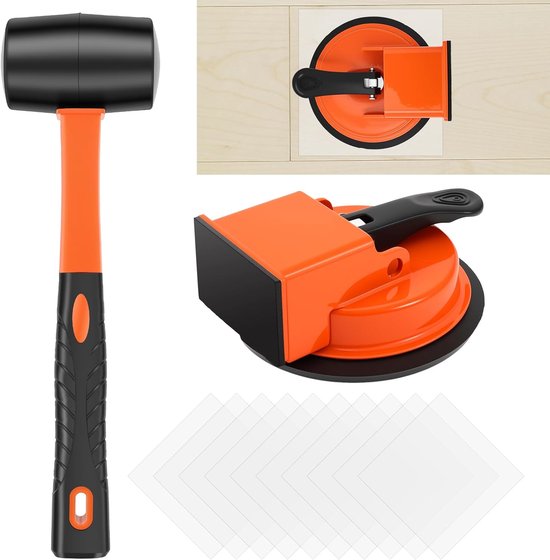 Vloer Reparatie Set - Leg Hulpstukken - Vloeren Plaatsen - Versterkte Zuigkop - 12 cm Zuigdiameter - Oranje van Merkloos