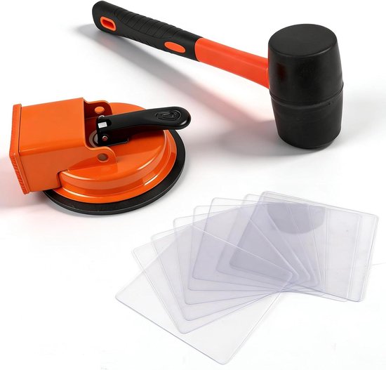 Vloer reparatie tool - Vloerfixer - Vloeren herstellen - Met zuignap - 13 cm zuignap - Oranje Zwart