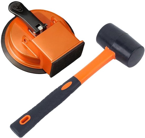 Vloer Reparatieset - Plank Trekker - Vloer Installatie - Krasvrij Ontwerp - 30.6 x 12 cm - Zwart Oranje