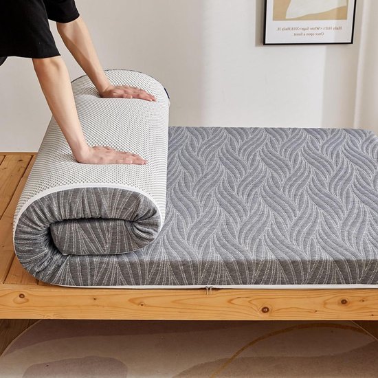 Vloerbed Campingmat - Opvouwbaar Schuimkussen - Kamperen Logeren - Traagschuim Ondersteuning - 90 x 190 cm - Grijs
