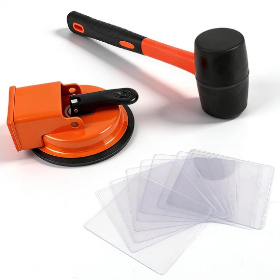 Vloergatfixator Laminaat - Voegenlifter Reparatiekit - Vloeren Repareren - Met Zuignap Hamer - 10 Kleefpads - Zwart