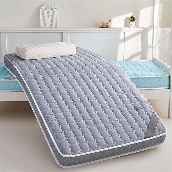 Vloermatras Futon - Draagbare Slaapmat - Comfortabel Slapen - Ademend Katoen - 80x190cm - Grijs