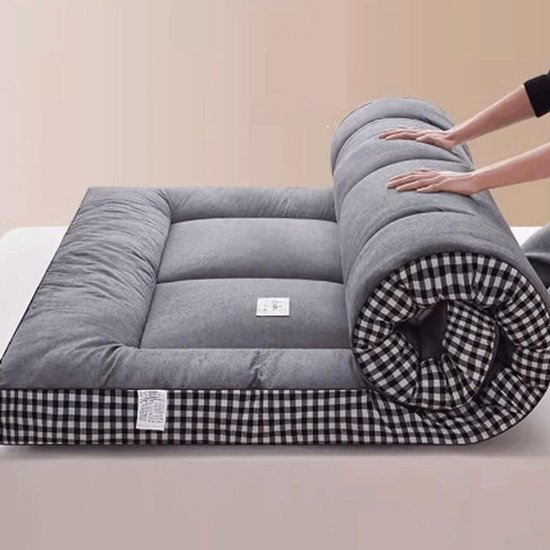 Vloermatras Futon - Japanse Mat - Comfortabel Slapen - Opvouwbaar Ontwerp - 90x200cm - Blauw