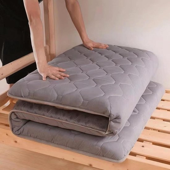 Vloermatras - Futon kussen - Comfortabel slapen - Opvouwbaar ontwerp - 100x190cm - Grijs